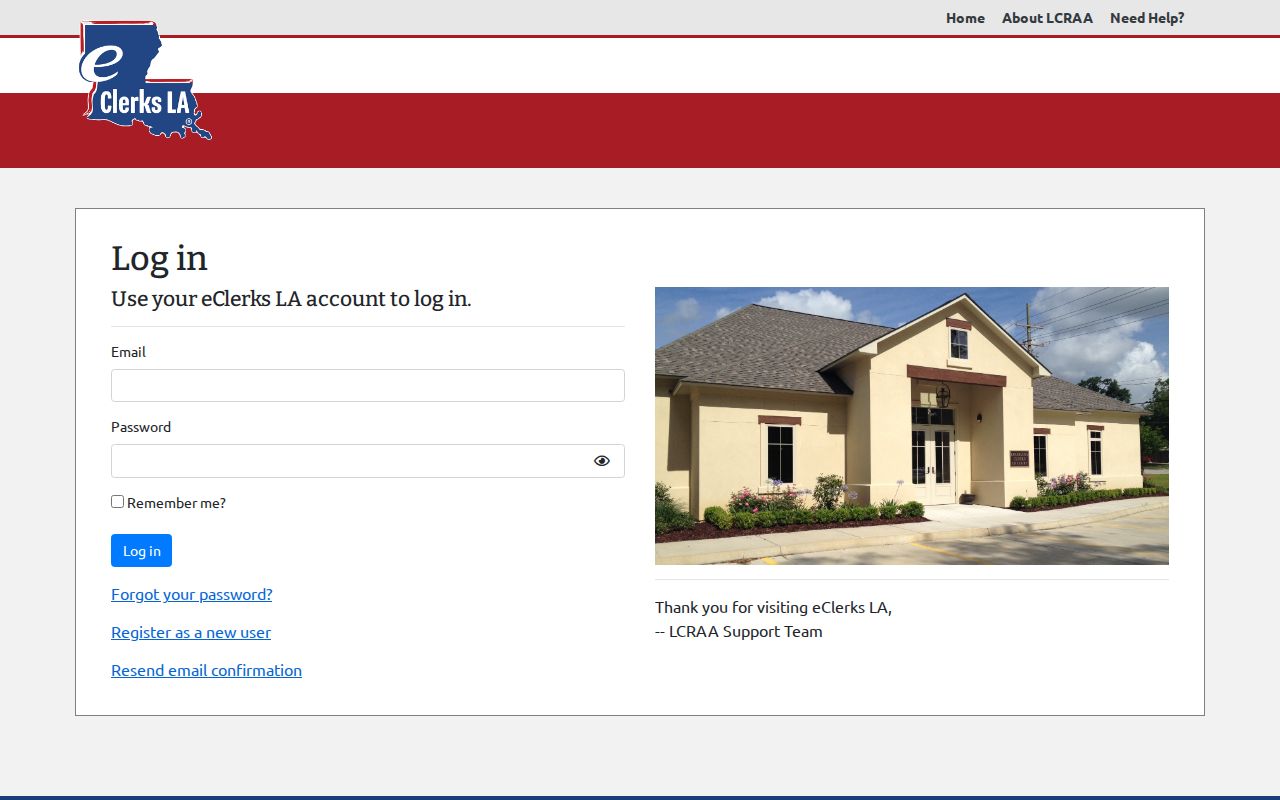 eClerks LA login and account registration page