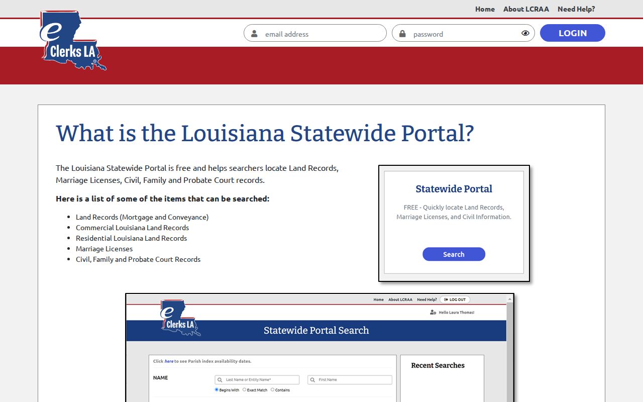 eClerks LA statewide portal explanation
