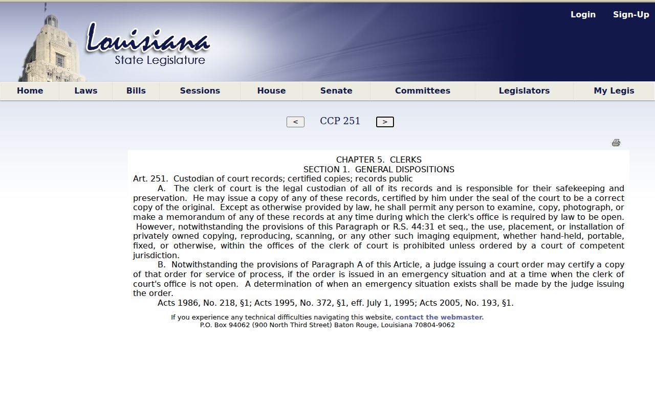St. John the Baptist Parish civil docket Louisiana court record access law