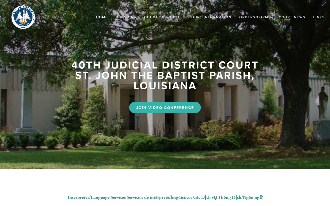 St. John the Baptist Parish court docket 40th Judicial District Court page
